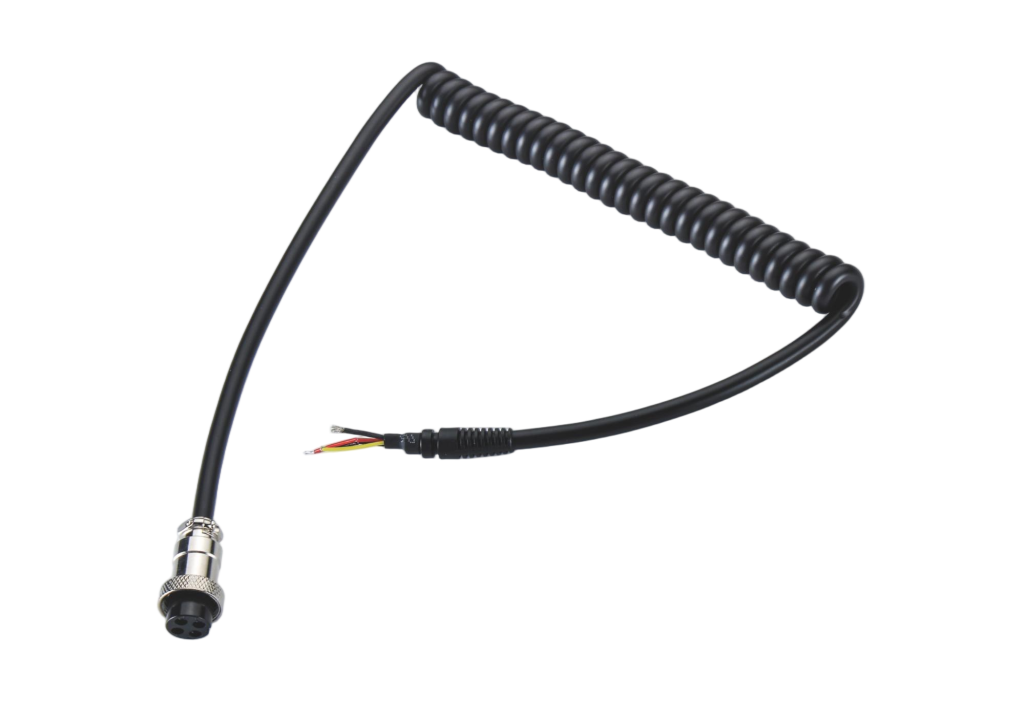 4-Pin Coiled DC Cable with GX16 Aviation Connector for Medical Devices