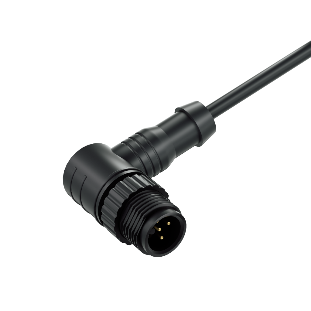 M12 Male 5pin A-coding Angled Connector, Molded Cable, Plastic IP67 IP68 Industrial