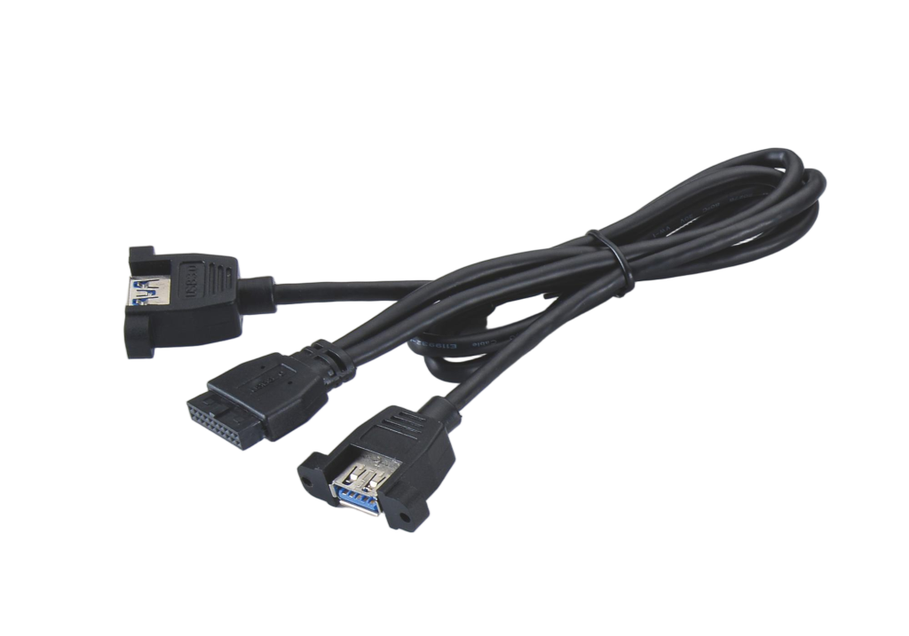 USB 3.0 Dual A Port Female Screw Mount to Motherboard 20 Pin Header Cable