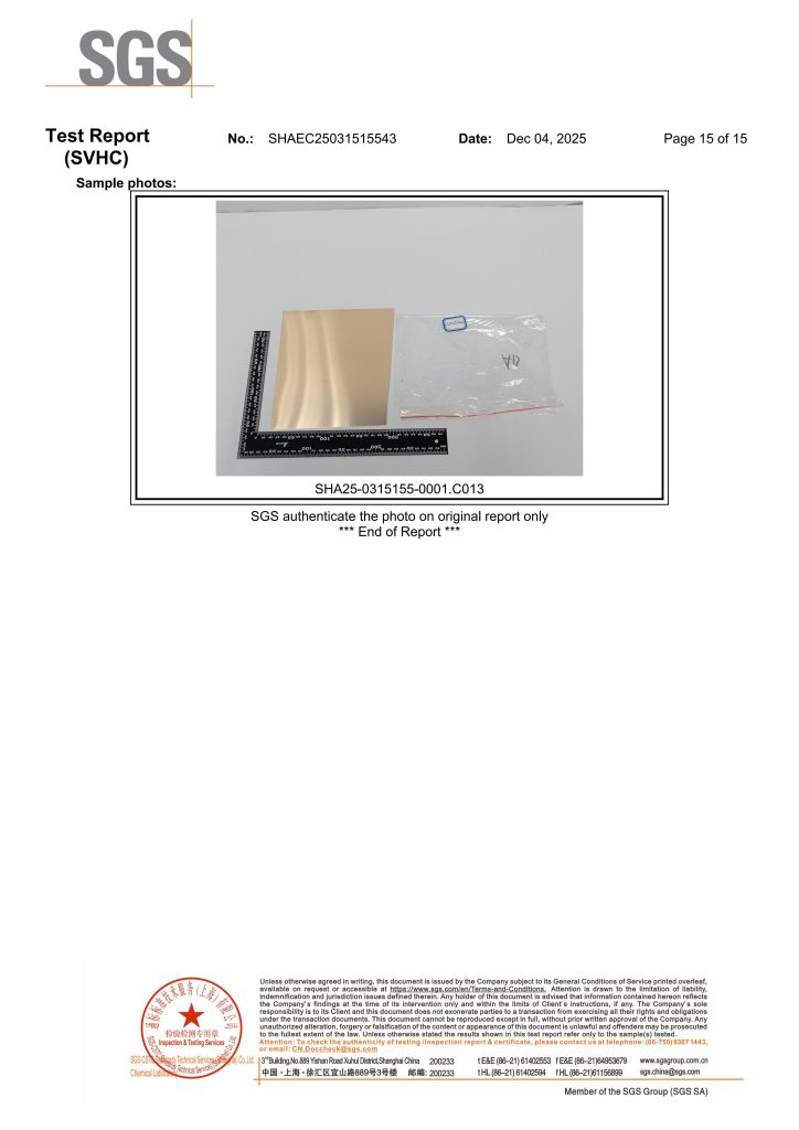 YYE SGS Report – Phosphorous bronze REACH