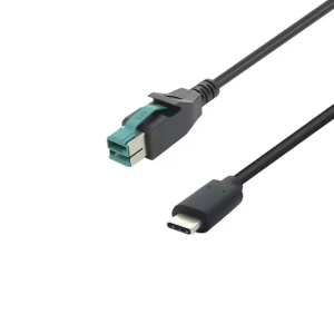 USB Type-C male to 12V power USB male cable, suitable for high-power data and charging applications.