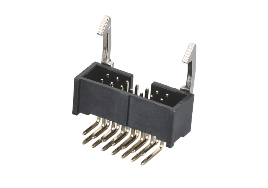 2.54mm 0.100inch pitch horizontal shrouded male header for industrial PLC