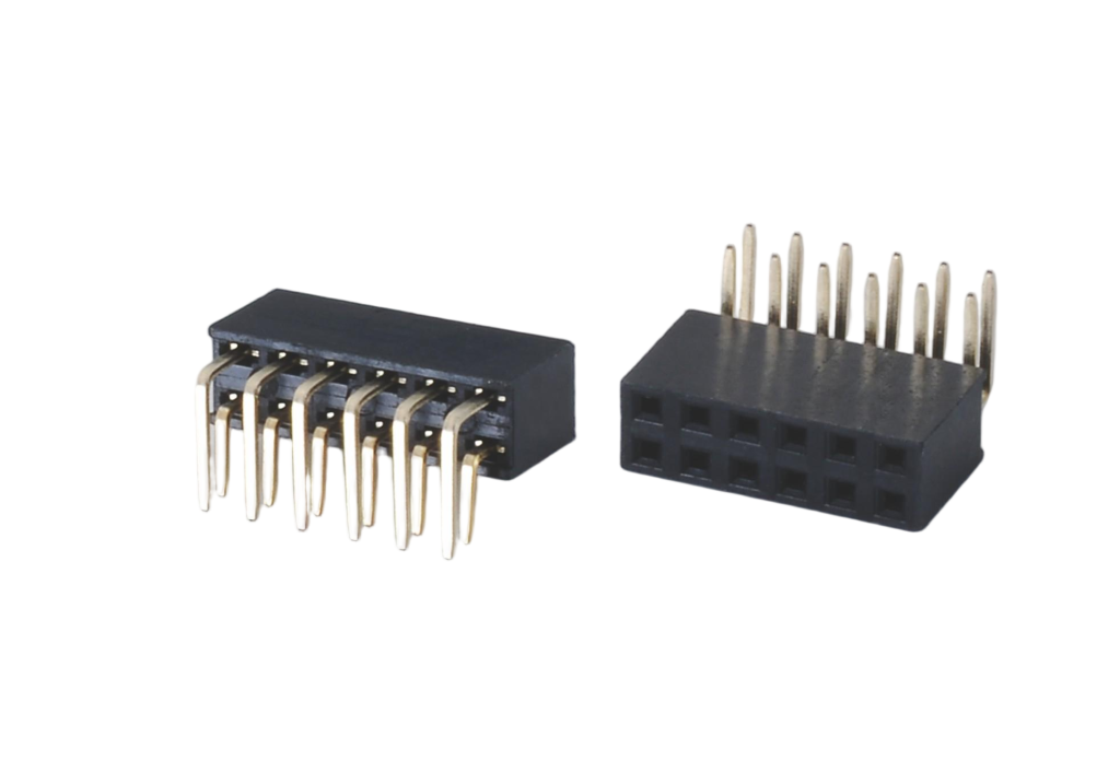 2.54mm 0.100inch pitch right angle female header for parallel PCB stacking