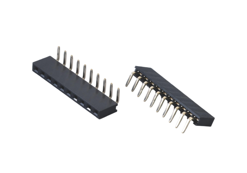 2.54mm 0.100inch pitch single row right angle socket for industrial PCBA