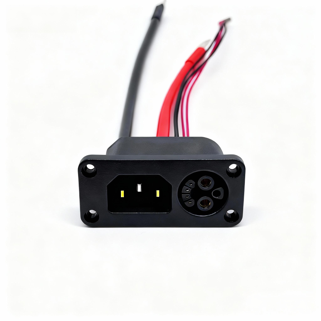 2pin power +4pin signal + IEC C14 Panel Mount Charging Socket for E-bike Battery Management System (BMS）