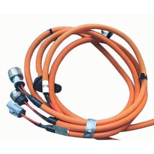 High Voltage Orange Corrugated Pipe Automotive EV Battery Wiring Harness Assembly