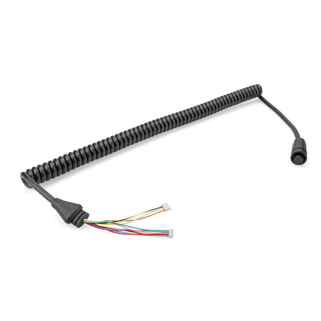 Custom 12-Pin Circular Molded Connector to Multi-Color Coiled Signal Cable