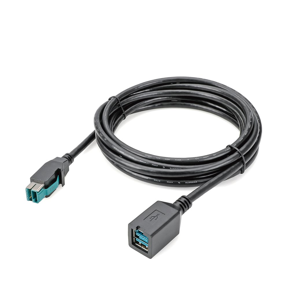12V Powered USB Male to Female Extension Cable for POS System Terminals