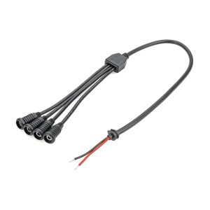 Custom 1-to-4 DC Power Splitter Cable with Overmolded Y-Junction and Terminals