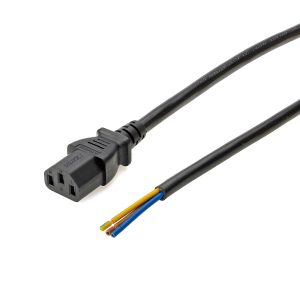 UL IEC C13 Female to Stripped Open End AC Power Cable Assembly