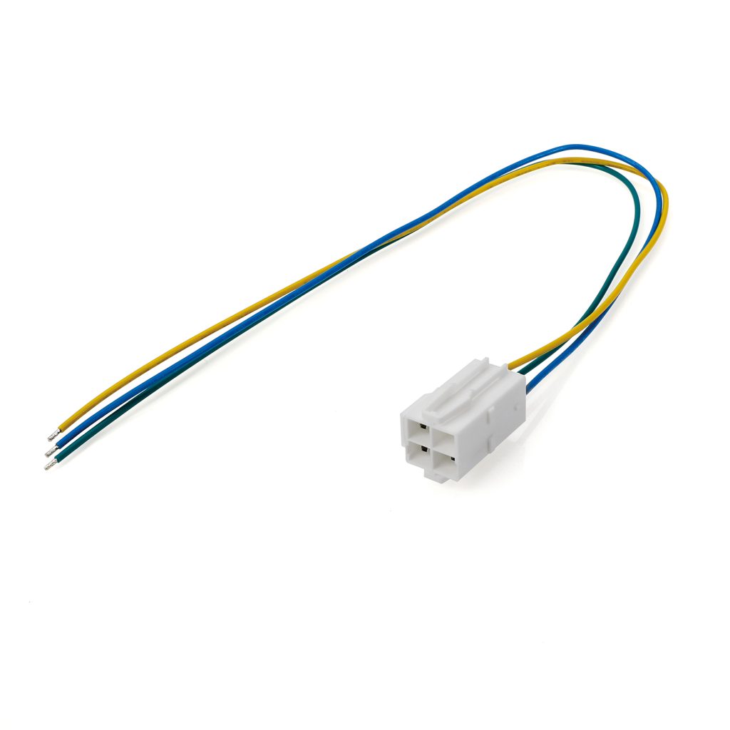 4-Pin Square Matrix Power Connector Housing with Pre-Stripped Color-Coded Pigtail Lead Wires