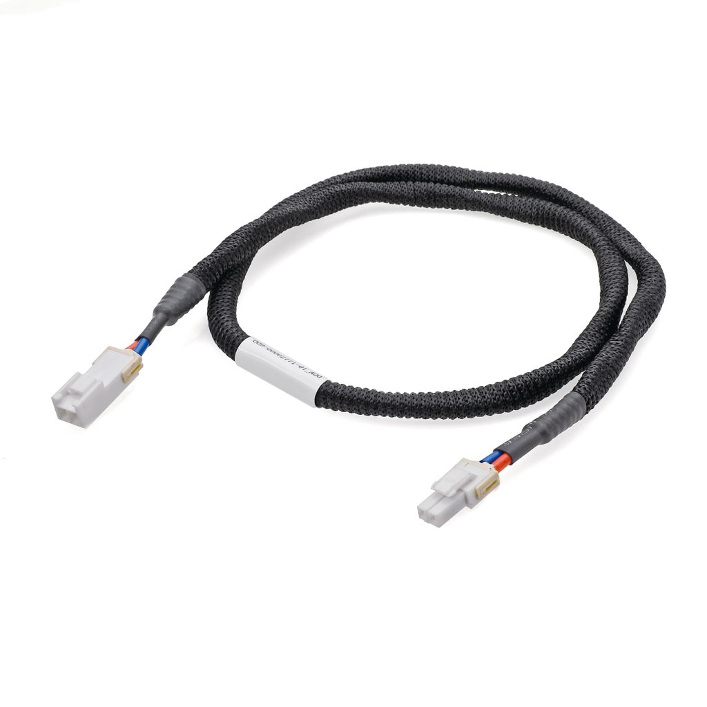 Premium Braided Textile Sleeve Wire Harness Assembly with Dual White Wire-to-Board Latching Connectors