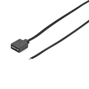 Low-Profile Overmolded Right-Angle 3-Pin Flat Ribbon Connector with Pre-Stripped Pigtail Wires for Slim Enclosures