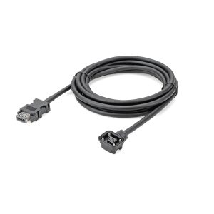 Industrial Waterproof Data Cable Assembly with Sealed Rectangular Panel-Mount Socket and Positive Locking Data Plug