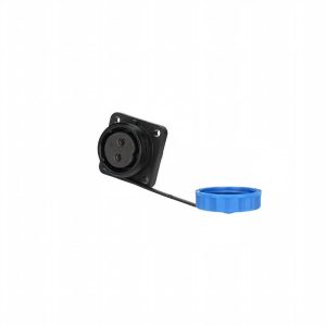 SP20 2-Pin Female Flange Panel Mount Waterproof Socket with Protective Cap for Robotic Lawn Mower Stations, BMS Energy Storage, and Industrial Equipment
