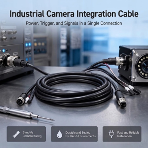 Shielded circular connector and cable assembly for reliable signal transmission in machine vision inspection equipment