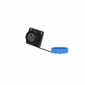 SP20 3-Pin Female Flange Panel Mount Waterproof Socket with Protective Cap for Outdoor LED Video Wall Cabinets, Stage Lighting Fixtures, and AV Power Enclosures