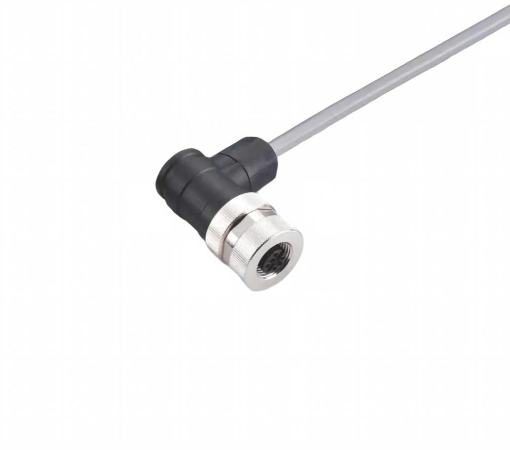 M12 Right-Angle Female Waterproof Cable Connector for RFID Readers in Automotive Manufacturing, Discrete Assembly Lines